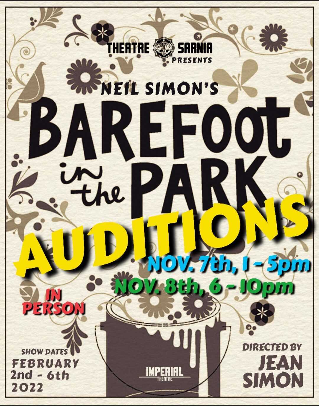 Audition Barefoot in the Park – Theatre Sarnia